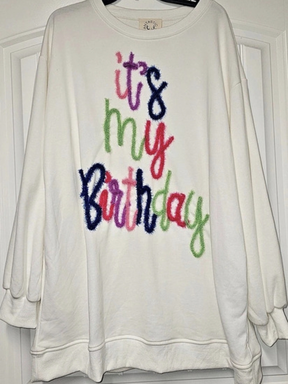 Fantastic Fawn It's My Birthday Sequin Shirt Dress White